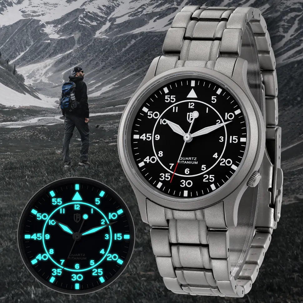 BERNY Men Titanium Quartz Field Watch-T2566MS